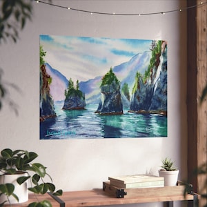 Kenai Fjords National Park Art Print: Hand-Painted Watercolor Landscape