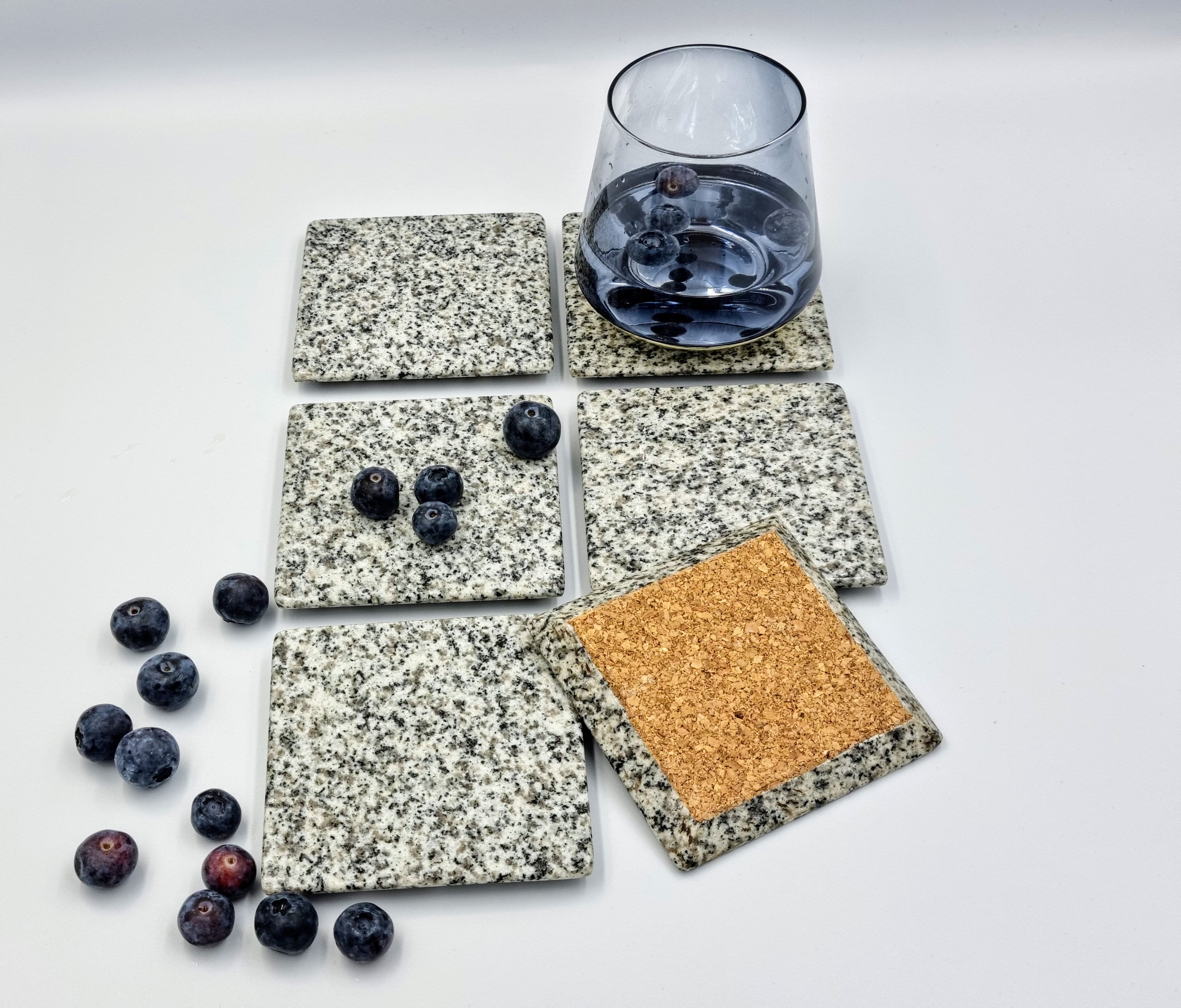 Granite Coasters, Natural, Granite, Stone, Coasters, Gray, Gift Idea
