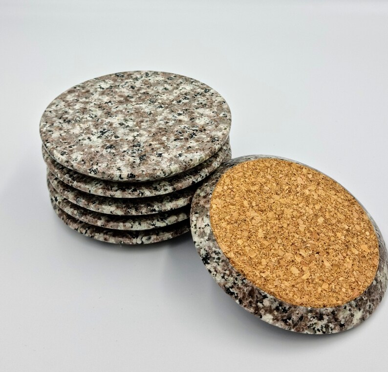 Granite Coasters, Natural, Granite, Stone, Coasters, Gray, Gift Idea