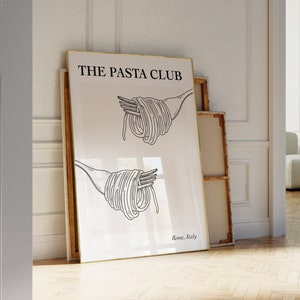 Pasta Club Italien Poster Pasta Print Küche Pasta Art Poster für Pasta Liebhaber, Pasta Illustration Pasta Print italienische Drucke