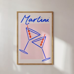 ダーティマティーニプリントレトロカクテルウォールアート、バーカートウォールアート、カクテル愛好家へのギフト、新築祝いギフトポスターマティーニ
