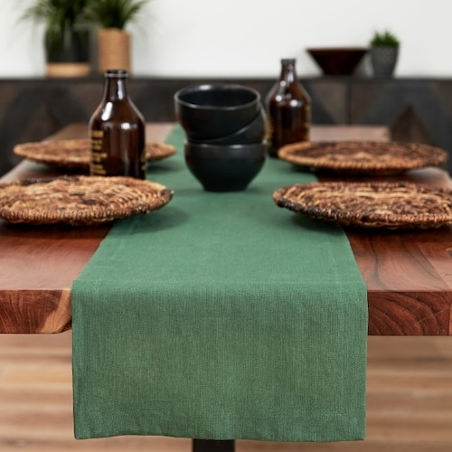Linen Table Runner in Forest Green. Various Sizes Available. Etsy