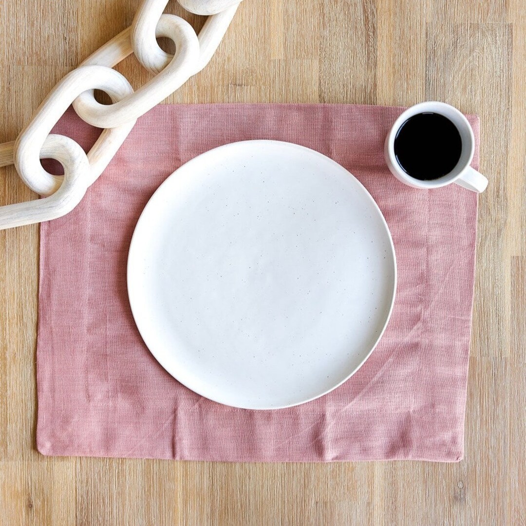 Blush Pink Linen Placemats in a Set of 4 or 6. Linen Placemats. Wedding
