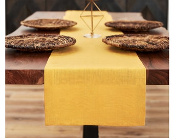 Boho Mustard Yellow Linen Table Runner. Various sizes available. Table Linens. Boho table decor. Rustic Wedding Decor. Thanksgiving Decor.