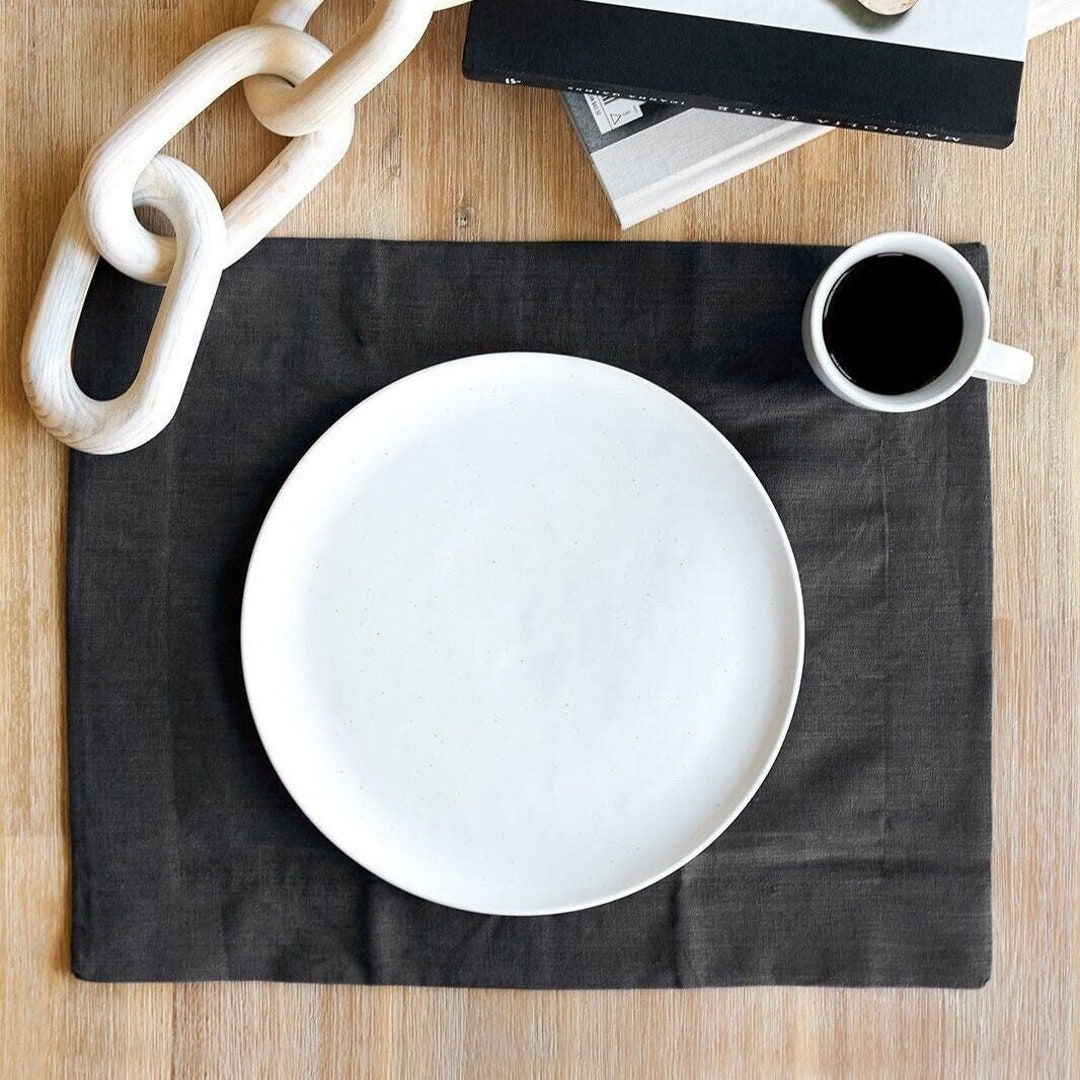 Charcoal Grey Linen Placemats Set of 4 or 6. Modern Home Etsy