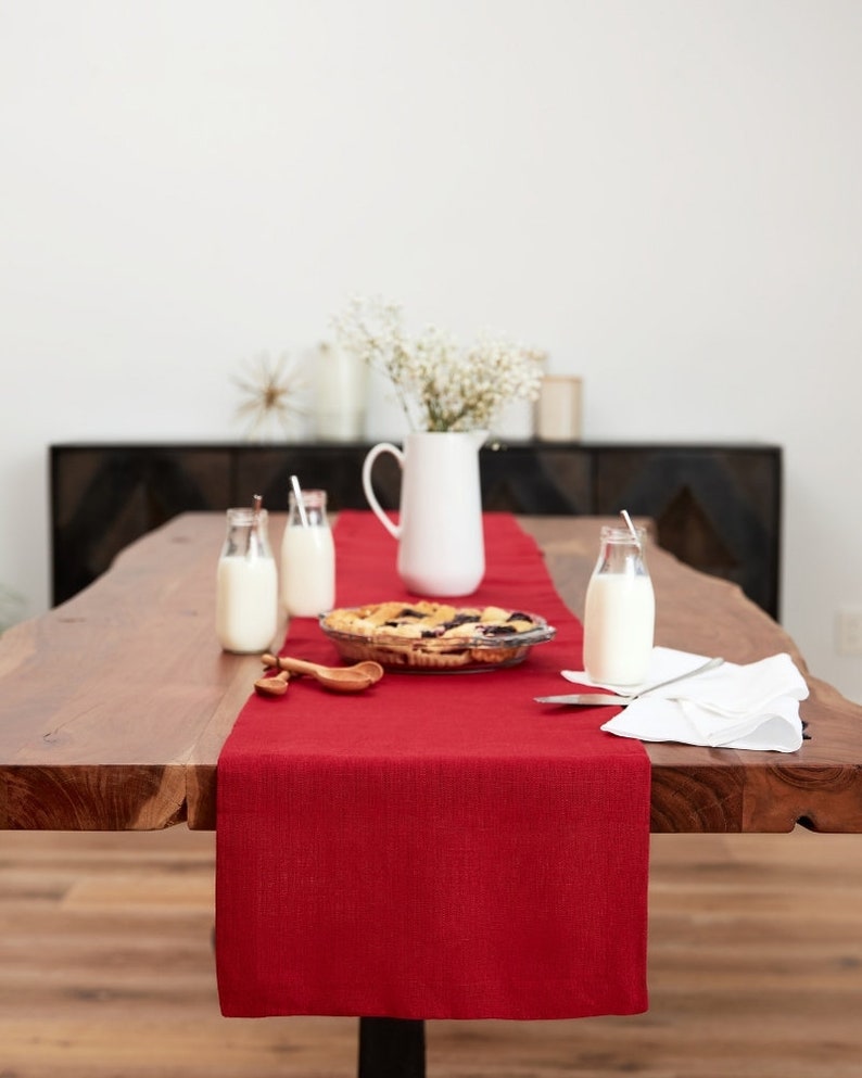 Natural Linen Table Runner Available in various sizes and colors Christmas Decor Christmas Table Setting Thanksgiving Decor image 4