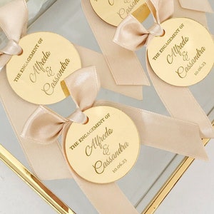Etiqueta de espelho acrílico personalizada para lembrancinha de noivado, logotipo de letras, etiqueta de lembrancinha, 20 peças, lembrancinhas de chocolate, etiqueta de presente, salvar as etiquetas de data