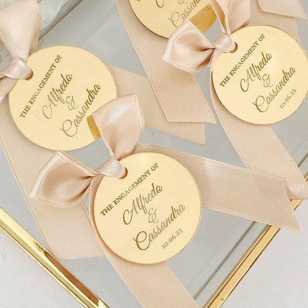 Personalized Engagement Favor Acrylic Mirror Tag, Lettering Name Logo, Favor Tag, 20 pcs, Chocolate Favors, Gift Tag, Save The Date Tags