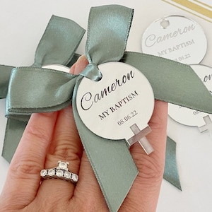 Personalized Baptism Cross Tags, Custom Mirror Acrylic Christening Favor Tags, Mi Bautizo Favor Tag, Religious Name Tags, Confirmation Tags