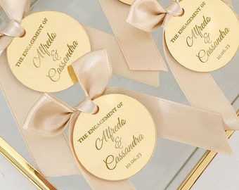 Personalized Acrylic Mirror Favor Tags: Wedding, Engagement, Anniversary
