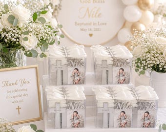 Imán personalizado para marco de fotos de bautizo, recuerdo de bautismo, regalo de bautizo, adorno de cruz acrílica