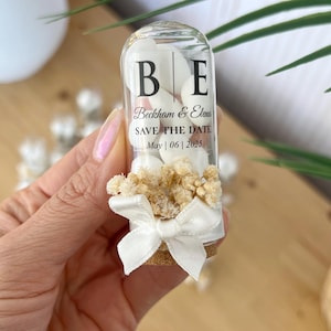 Personalized Jordan Almond Candy Glass Jar Wedding Favor, Unique Wedding Favors For Guests, Engagement Favors, Save The Date Candy Tubes
