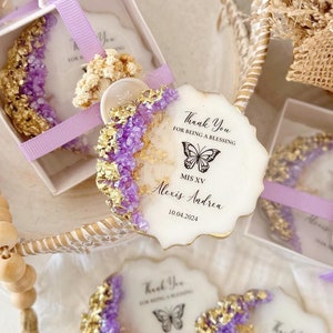 Lilac Gold Butterfly Party Favors: Quinceanera Sweet 16 Gifts