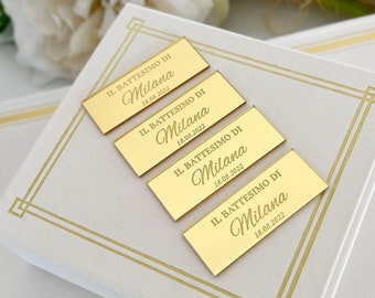 Custom Gold Acrylic Name Tag, Save The Date Mirror Tag, Reception Token, Birthday Tags, Chocolate Favors, Lettering Name Logo, Gift Tag