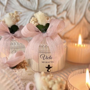 Personalized Baptism Candles With Box, Custom Christening Candles, Handmade Christian Favors, Elegant Baptism Party Favors, Custom Candles