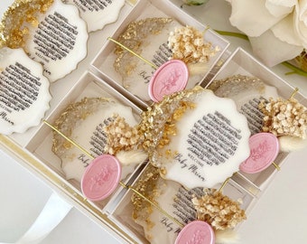 Pink Gold Islamic Baby Shower Favors, Muslim Baby Shower Favors, Epoxy Resin Magnet, Ayatul Kursi Favors, Personalized Welcome Baby Gift,