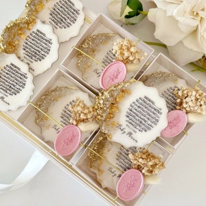 Pink Gold Islamic Baby Shower Favors, Muslim Baby Shower Favors, Epoxy Resin Magnet, Ayatul Kursi Favors, Personalized Welcome Baby Gift,