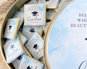 Blue Graduation Chocolate Favors: Personalized Class of 2026 Party Gift