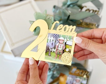 Safari Birthday Favors, Safari Birthday Party, 2nd Birthday Party Favors, Second Birthday Photo Frame Magnet, Birthday Party Gifts