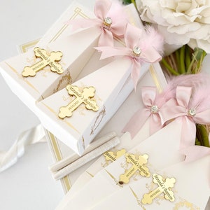 Élégantes boîtes de cadeau de baptême, boîte-cadeau vide pour le baptême, boîte-cadeau de baptême personnalisée, boîte de bonbons, décorations de baptême, cadeau de première communion