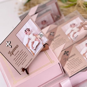 Rose Gold Personalized Baptism Photo Frame Favor, Baptism Gift, Christening Favor, First Communion Favor, Mi Bautizo, Baptism Gift Girl