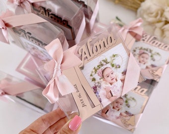 Benutzerdefinierte Rose Gold Geburtstag Fotorahmen Gefälligkeiten, 1. Geburtstag Gastgeschenke, ersten Geburtstag Magnet Gefälligkeiten, Geburtstagsgeschenke, Baby-Bilderrahmen