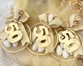 Personalized Gold Birthday Candy Favors: Adult Party Almond with Tulle