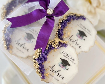 Personalized Graduation Magnet: Purple Gold Epoxy Resin Favor