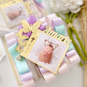 Gold Butterfly Theme Custom Baptism Baby Photo Frame Magnet, 1st ...
