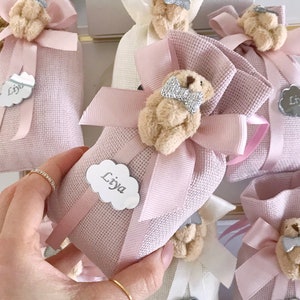 Sacchetti portaconfetti personalizzati con orsetto di peluche, centrotavola con orsetto di peluche per neonati, bomboniera a forma di orsetto di compleanno, festa di benvenuto, bomboniera a forma di orsetto di peluche, non vediamo l'ora