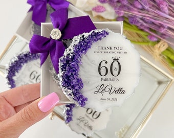 Custom Purple Silver 30th, 40th, 50th, 80th, 90th, 100th Birthday Party Favor, Adult Birthday, Anniversary Party Favors, Birthday Magnet