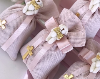 Personalized Teddy Bear Scented Bag Favor: Baby Shower, Baptism Gift