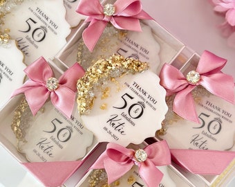 Personalized Birthday Magnet Favors: Gold Anniversary Party Decor