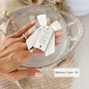 Personalized Mirror Cross Favor Tag: Baptism, Christening, Communion