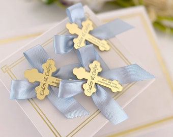 Personalized Baptism Favor Tag, Acrylic Mirror Gold Cross Tags, Thank You Tag, Baptism Tags for Favors, Mi Bautizo Tag, Custom Baptism Name