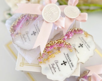 Pink Gold Baptism Favors, Christening Epoxy Magnet, Baptism Gift For Girl and Boy, Mi Bautizo, Personalized Baptism Gift, Confirmation