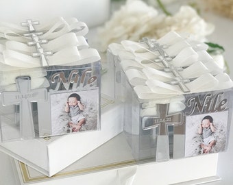 Silver Baptism Favor, Personalized Baptism Frame Favor, Custom Photo Gift For Guest With Mirror Frame, Baptism Favor Boy, Baptism Decoration