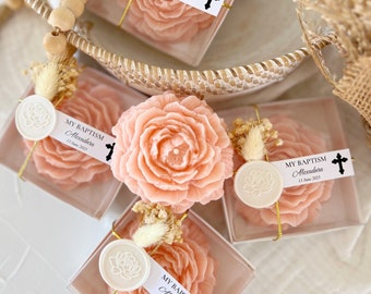 Personalized Baptism Candle Favors: Scented Communion Gift, Christening Keepsake