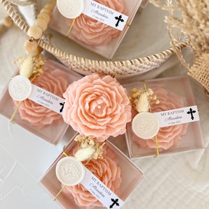 Personalized Baptism Candle Favors: Scented Communion Gift, Christening Keepsake