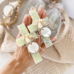 Bomboniere magnetiche per battesimo Saga Green, calamite in resina epossidica fatte a mano con fiori secchi, regalo di battesimo per bambina e bambino, bomboniere per battesimo, Mi Bautizo