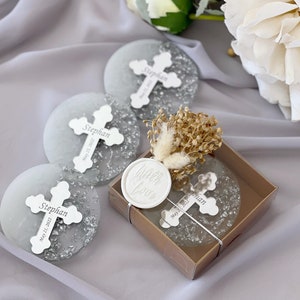 Personalized Luxury Silver Baptism Favor, Custom Baptism Gift For Guest, Baptism Cross, Mi Bautizo, Christening Favors, First Holy Communion image 2