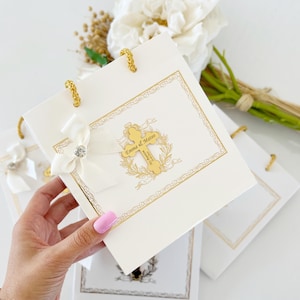 Sac personnalisé pour cadeaux de baptême, Sac de baptême, Sac de remerciements, Sac cadeau de fête, Cadeaux de première communion, Mi Bautizo, Sac cadeau d'anniversaire