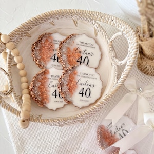 Rose Gold Anniversary Party Favors, Bronze Birthday Magnet, Personalized 30th, 40th, 50th, 80th, 90th, 100th Birthday Favor, Adult Birthday