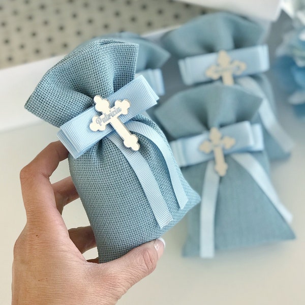 Blue Baptism Favor, Baptism Gift Boy and Girl, Baptism Favor Bag, First Communion Gift, Welcome Baby Gifts, Mi Bautizo, Christianing Gifts