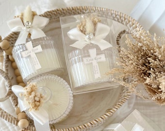 Personalized Baptism Candle Favors: First Communion Favors, Thank You Candles for Guest, Christening Gifts