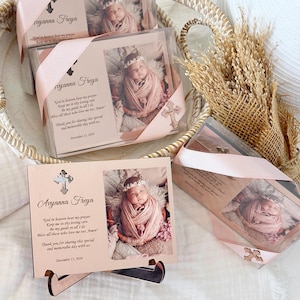 Rose Gold Personalized Baptism Photo Frame Favor, Baptism Gift, Christening Favor, First Communion Favor, Mi Bautizo, Baptism Gift Girl