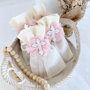 Presente de batismo personalizado para menina - menino, decoração de batismo, bolsa de batismo rosa com cruz personalizada, Mi Bautizo, lembrancinha de primeira comunhão, dedicatória
