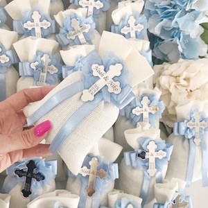 Benutzerdefinierte Taufe Gunst, Taufe Stoff Geschenk Tasche für Gast, Taufe Geschenk Junge und Mädchen, Christianing Geschenke, Mi Bautizo, Taufe Cross Bag