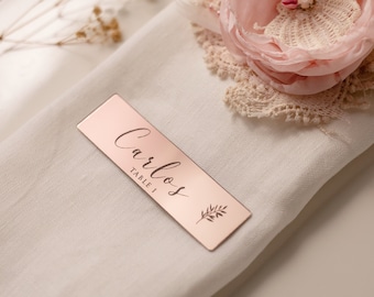 Personalised Wedding Place Card, Rose Gold Table Place Name, Acrylic Mirror Name Tag, Wedding Favors, Wedding Name Tags, Wedding Table Decor