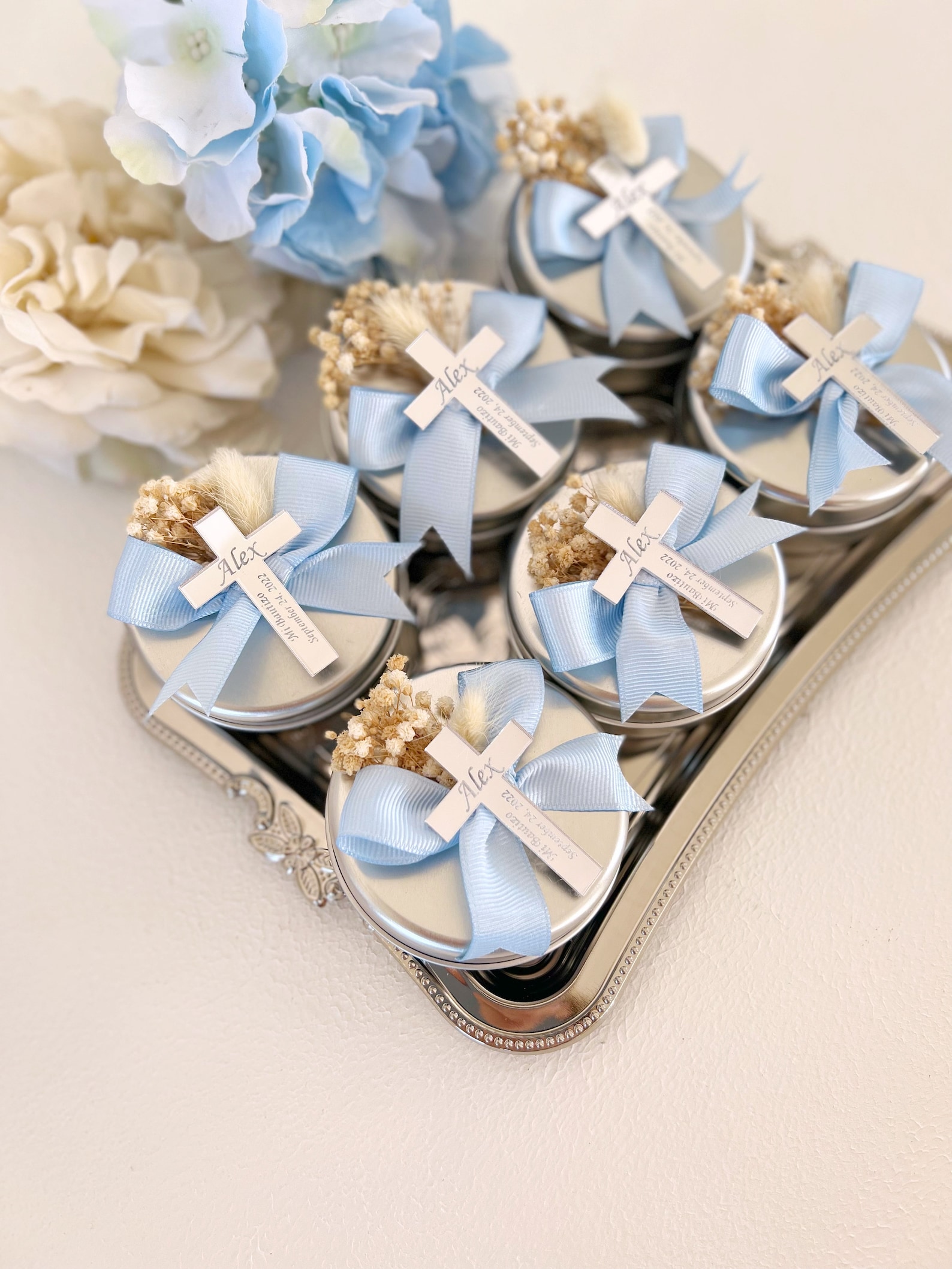 Silver Baptism Candle Favors Baptism Thank You Favors First Etsy